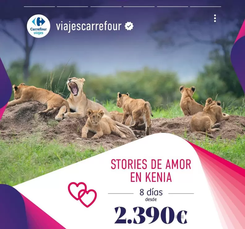 Oferta de Carrefour - Stories de Amor en Kenia por 2390€ en Carrefour Viajes