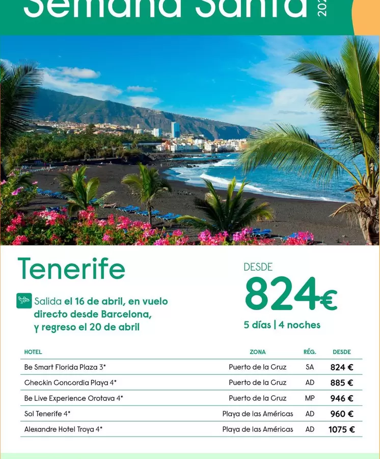 Oferta de Abril - Tenerife por 824€ en Travelplan