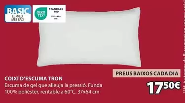 Oferta de Basic - Coixi D'escuma Tron por 17,5€ en JYSK