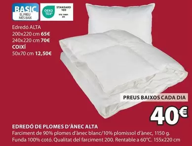 Oferta de Basic - Edredo De Plomes D'anec Alta por 40€ en JYSK