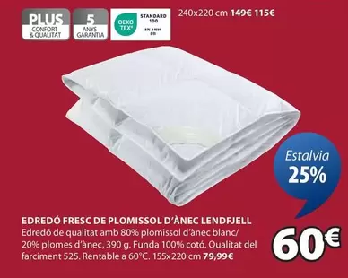 Oferta de Plus - Edredo Fresc De Plomissol D'anec por 60€ en JYSK