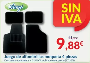 Oferta de Aurgi - Juego De Alfombrillas Moqueta 4 Piezas por 9,88€ en Aurgi