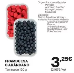 Oferta de Origen - Frambuesa O Arandano por 3,25€ en Hipercor