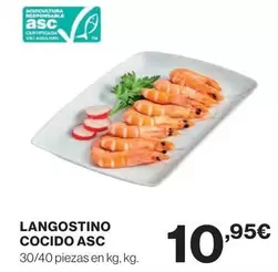 Oferta de Langostino Cocido Asc por 10,95€ en Hipercor