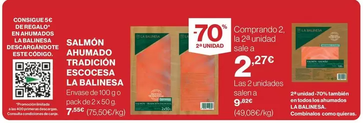 Oferta de La Balinesa - Salmon Ahumado Tradicion Escocesa por 2,27€ en Hipercor