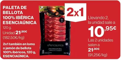 Oferta de Paleta De Bellota 100% Iberica por 21,9€ en Hipercor