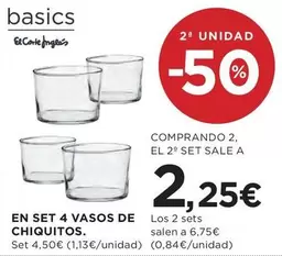 Oferta de El Corte Inglés - En Set 4 Vasos De Chiquitos por 4,5€ en Hipercor