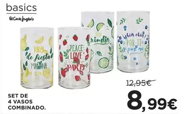 Oferta de Fiesta - Set De 4 Vasos Combinado por 8,99€ en Hipercor