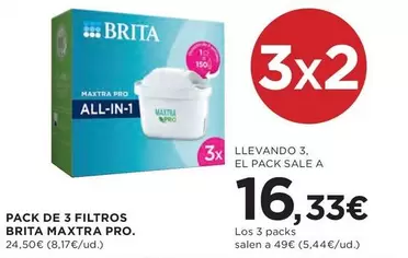 Oferta de Brita - Pack De 3 Filtros  Maxtra Pro por 16,33€ en Hipercor