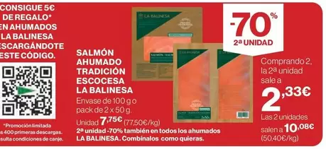 Oferta de La Balinesa - Salmón Ahumado Escocesa por 7,75€ en Hipercor