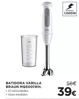 Oferta de Braun - Batidora Varilla Mq5001wh por 39€ en Hipercor