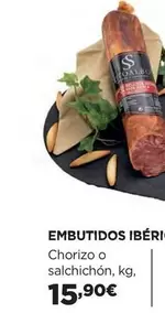 Oferta de Embutidos Ibericos Chorizo O Salchichon por 15,9€ en Hipercor