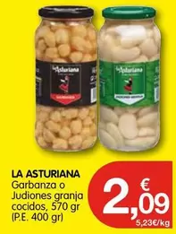 Oferta de La Asturiana - Garbanza O Judiones Granja Cocidos por 2,09€ en CashDiplo