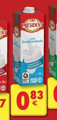 Oferta de Président - Leche Semidesnatada por 0,83€ en CashDiplo