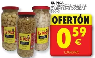 Oferta de El Pica - Garbanzos Alubias O Lentejas Cocidas por 0,59€ en CashDiplo