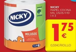 Oferta de Nicky - Papel Cocina Mil Usos por 1,75€ en CashDiplo