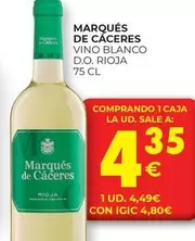 Oferta de Marqués de Cáceres - Vino Blanco D.o. Rioja por 4,35€ en CashDiplo