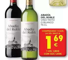 Oferta de Abadía del Roble - Vino Tinto O Blanco por 1,69€ en CashDiplo