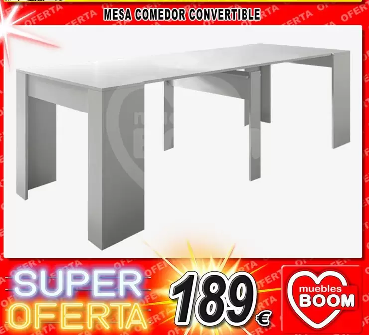 Oferta de Mesa Comedor Convertible por 189€ en Muebles Boom