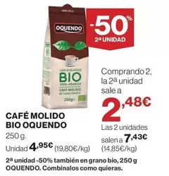 Oferta de Oquendo - Café Molido Bio por 4,95€ en El Corte Inglés