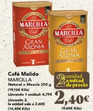 Oferta de Marcilla - Café Molido por 4,79€ en Gadis