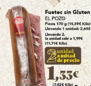 Oferta de Fuetec Sin Gluten por 1,33€ en Gadis