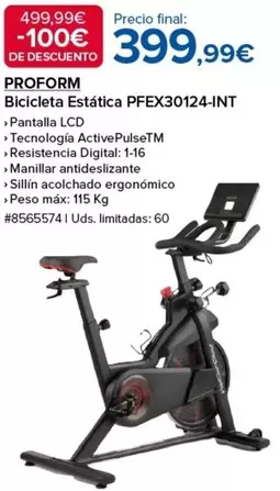 Oferta de Bicicleta Estática PFEX30124-INT por 399,99€ en Costco