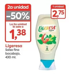 Oferta de Ligeresa - Salsa Fina Bocabajo por 2,75€ en Suma Supermercados