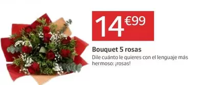 Oferta de Bouquet 5 Rosas por 14,99€ en Jardiland