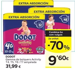 Oferta de Dodot - Gamma De Bolquers Activity T4, T5, T6 I T7 Senyalada por 31,99€ en Caprabo