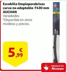 Oferta de Auchan - Escobilla Limpiaparabrisas Curva No Adaptable F430 Mm por 5,99€ en Alcampo