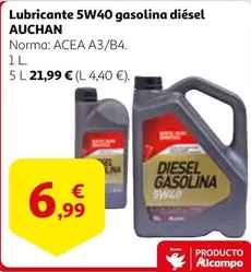 Oferta de Auchan - Lubricante 5W40 Gasolina Diésel por 6,99€ en Alcampo