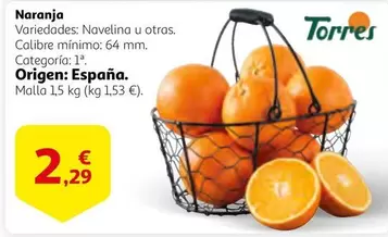 Oferta de Torres - Naranja por 2,29€ en Alcampo