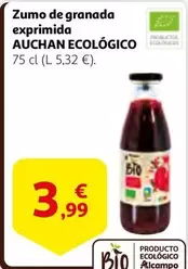 Oferta de Auchan - Zumo De Granada Exprimida Ecologico por 3,99€ en Alcampo