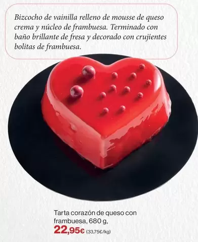 Oferta de Brillante - Tarta Corazon De Queso Con Frambuesa por 22,95€ en Supercor