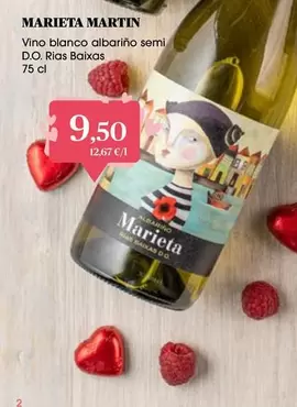 Oferta de Marieta - Vino Blanco Albarino Semi D.o. Rias Baixas por 9,5€ en Supermercados Plaza