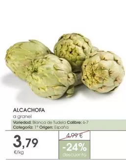 Oferta de Tudela - Alcachofa por 3,79€ en Supermercados Plaza