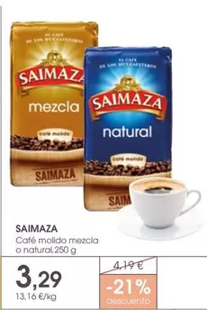 Oferta de Saimaza - Cafe Molido Mezcla O Natural por 3,29€ en Supermercados Plaza