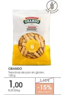 Oferta de Obando - Trencinas De Pan Sin Gluten por 1€ en Supermercados Plaza