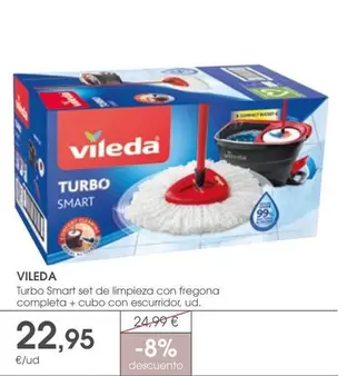 Oferta de Vileda - Turbo Smart Set De Limpieza Con Fregona Completa + Cubo Con Escurridor por 22,95€ en Supermercados Plaza