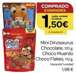 Oferta de Choco Flakes - Mini Dinosaurus Chocolate, Choco Muerdo  por 1,98€ en Supermercados El Jamón