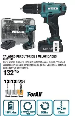 Oferta de Wesco - Taladro Percutor De 2 Velocidades por 132,45€ en Ferrcash