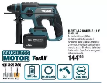 Oferta de Wesco - Martillo Bateria 18 V por 144,95€ en Ferrcash