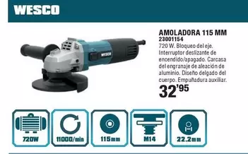 Oferta de Wesco - Amoladora 115 Mm 23001154 por 32,95€ en Ferrcash