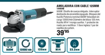 Oferta de Wesco - Amoladora Con Cable 125mm por 39,95€ en Ferrcash