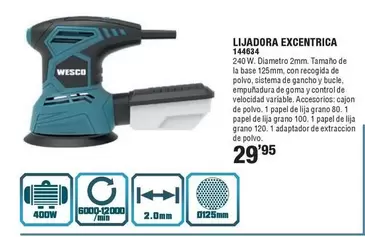 Oferta de Wesco - Lijadora Excentrica por 29,95€ en Ferrcash