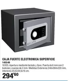 Oferta de Kylate - Caja Fuerte Electronica Superficie por 294,6€ en Ferrcash