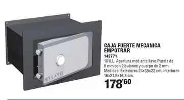 Oferta de Kylate - Caja Fuerte Mecanica Empotrar por 178,6€ en Ferrcash