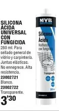 Oferta de Nivel - Silicona Acide Universal Con Fungicida por 3,3€ en Ferrcash