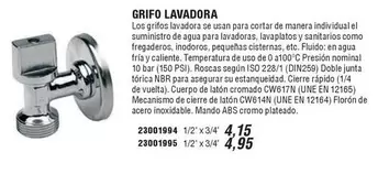 Oferta de Grifo Lavadora por 4,15€ en Ferrcash